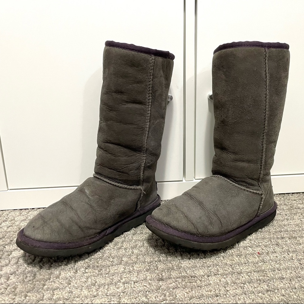 Ugg Classic Tall Boot - Gray with Purple accent